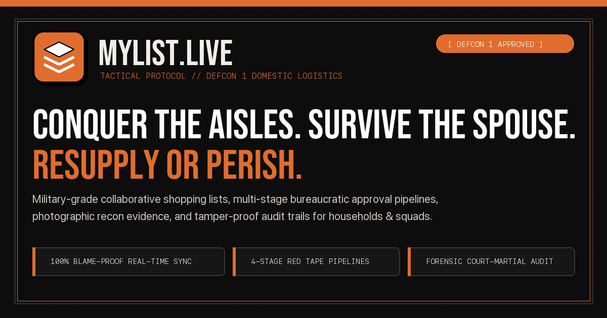 MyList collaborative shopping list interface and tactical grocery workflow dashboard